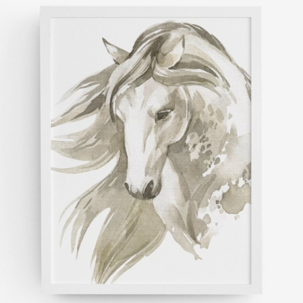 Wall Art Watercolor Horse Illustration Print Poster Unframed